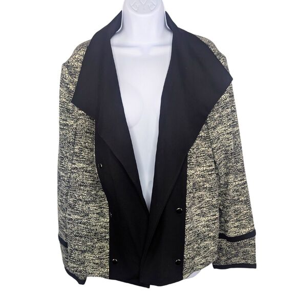 Calvin Klein Plus 20W Tweed Blazer Open Front Black White Business Casual NWT - Picture 1 of 10